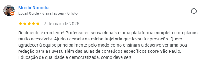 Murilo Noronha — Avaliação Google