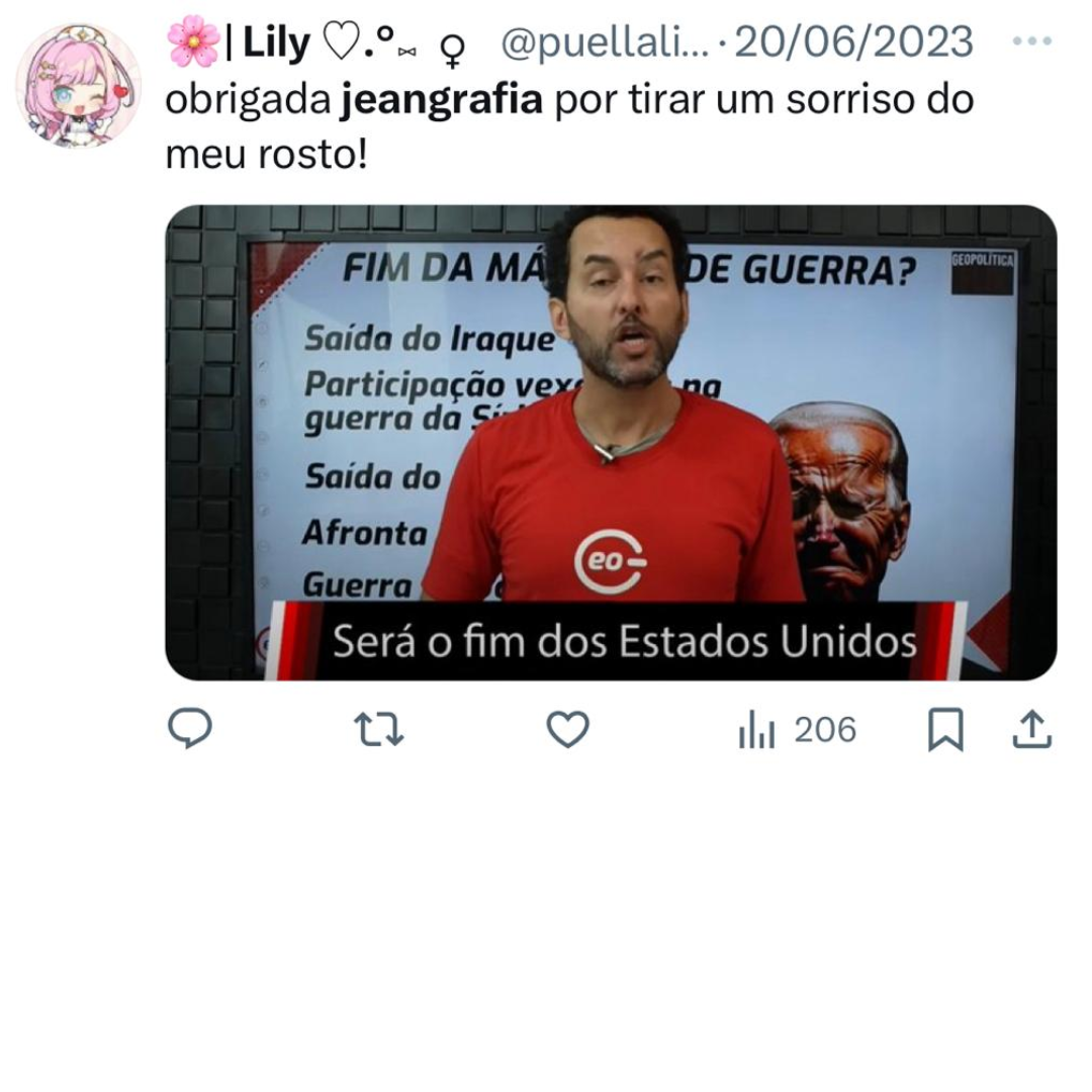 Depoimento no X (Twitter)